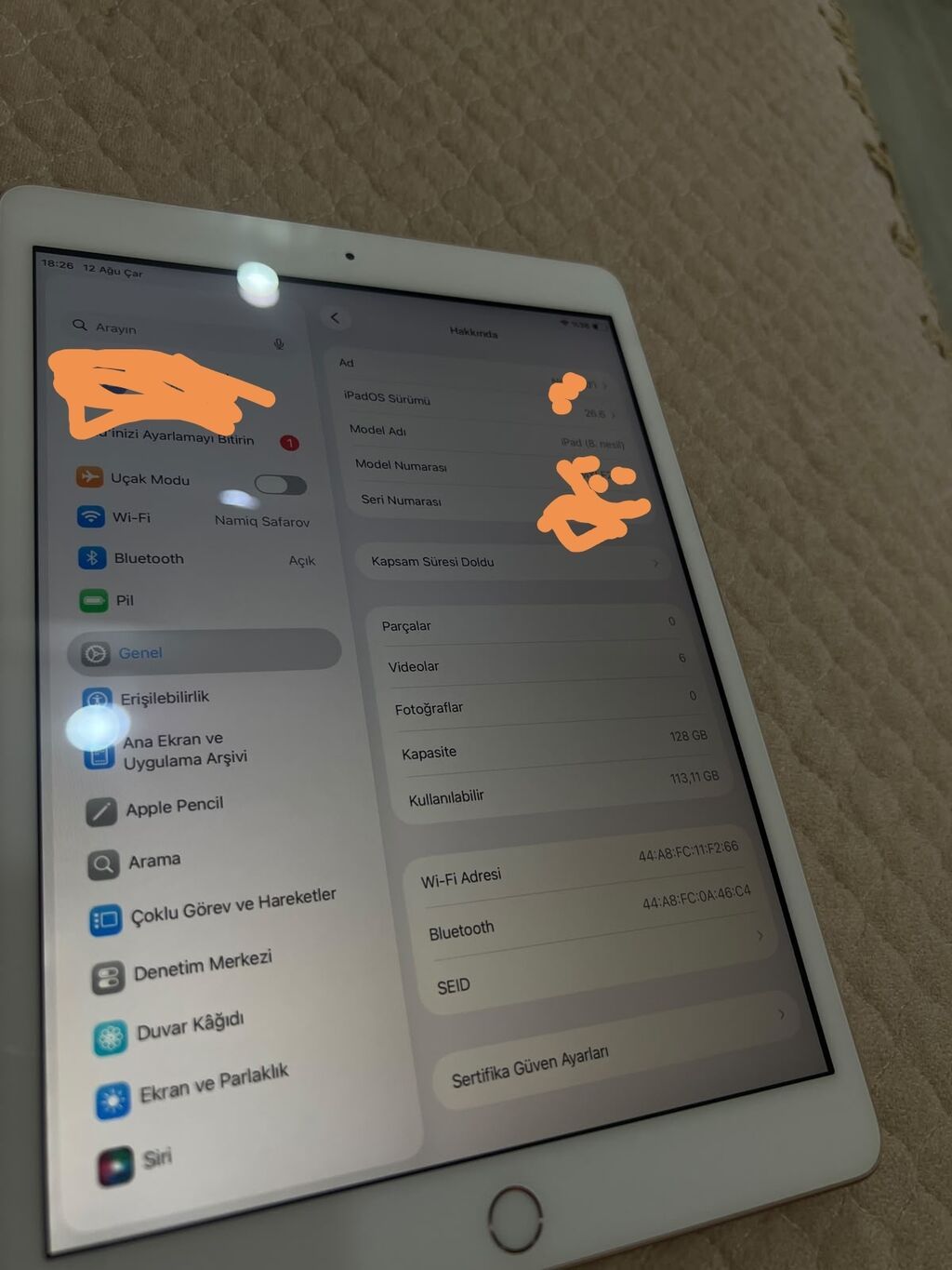 İpad 8 128 gb 2020,, Təmirdə olmayıb təcili satılır — Elektronika, Bakı (3)