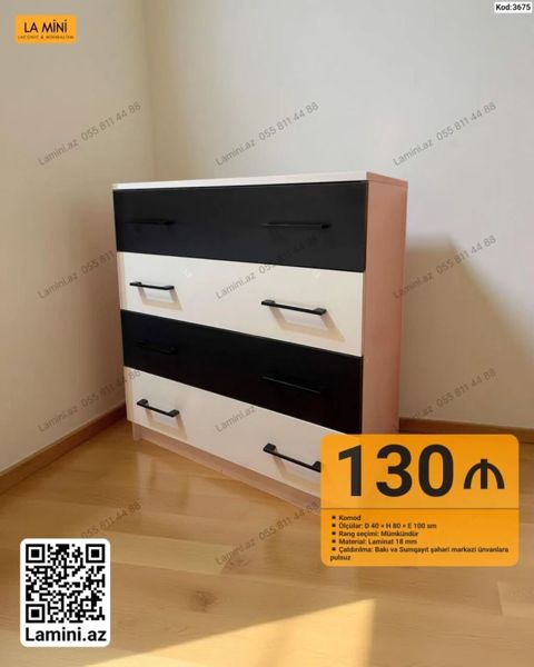Komod Müasir və minimalist üslubda hazırlanmış komod. Qara və ağ — Bakı