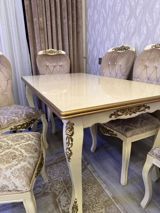 Klassik üslubda yemək otağı dəsti - Dəst: düzbucaqlı masa + 6 ədəd — Ürünler