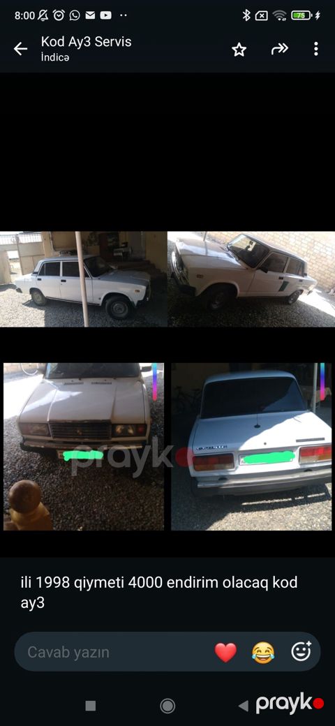 VAZ 2107 sedan, 1998-ci il buraxılışı. Ağı rəng, 4 qapı, arxa — Gəncə