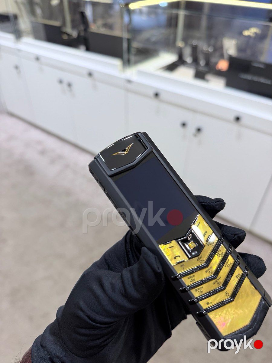 Vertu Signature S Design Sapphire Yellow Gold Black Alligator 4GB — Smartfonlar, Bakı (3)