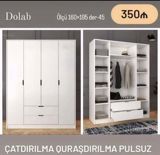 Yeni, 4 qapılı, Siyirməli, Ağ, Açılan, Düz dolab — Мебель