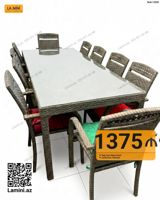 Bağ üçün masa dəsti – 8 nəfərlik Rattan görnüşlü hörgü dizayna malik — Furniture