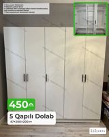 5 qapılı paltar dolabı — 47×200×200 sm - Material: 18 mm laminat — Мебель