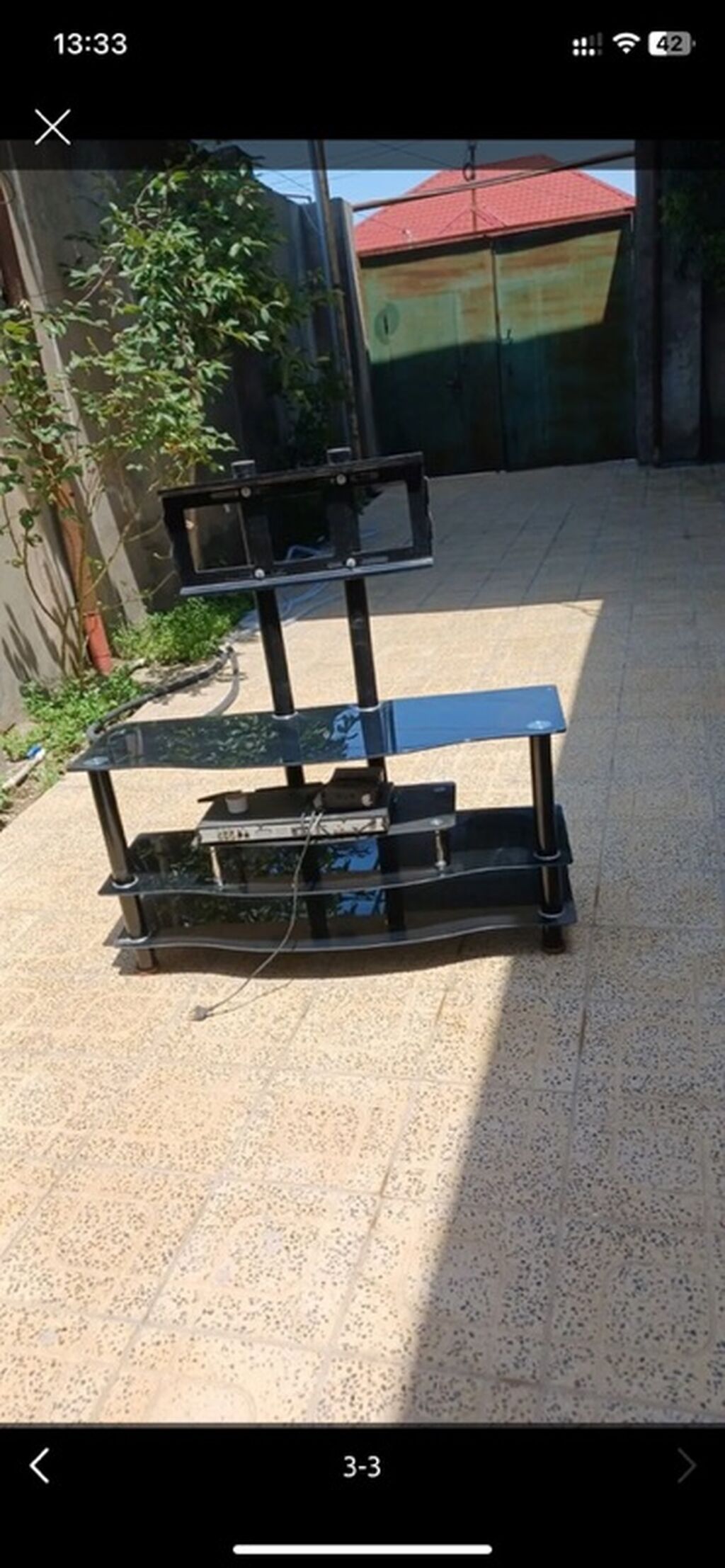 Şüşə TV stendi və divara/stənda bərkidilən TV dayağı - Rəng: qara — Mebel, Digah (2)