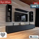 TV stendi və divar rəfi dəsti - Ölçü: 180 sm (ümumi en) - Rəng: mat — Ürünler