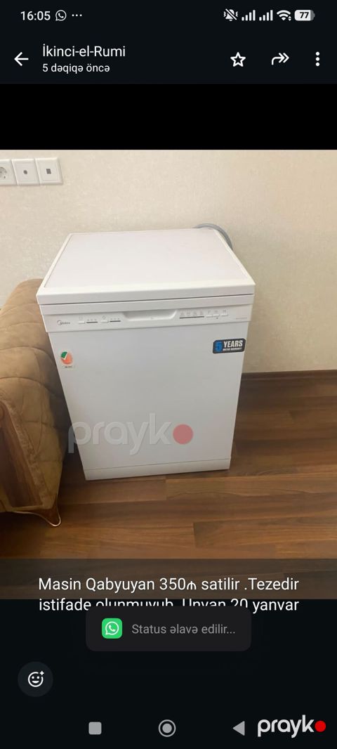 Masin Qabyuyan 350₼ satilir .Tezedir istifade olunmuyub .Unvan 20