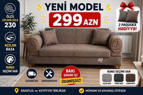 Yeni model divan – 230 sm ölçü (çöldən çölə). Açılan baza sistemli — Bakı