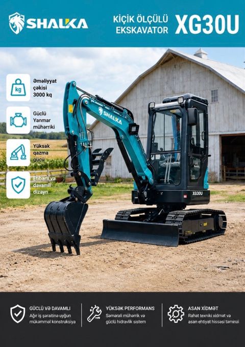Shalka XG30U – 3 tonluq mini ekskavator 2026 il — Bakı