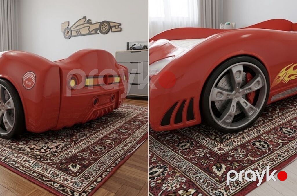 Uşaq üçün maşın formalı çarpayı Matras uzerinde verilir — Mebel, Bakı (3)
