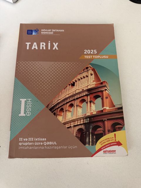 Məhsul: “Tarix – 2025 Test Toplusu”, I hissə Nəşriyyat: Dövlət — Sumqayıt