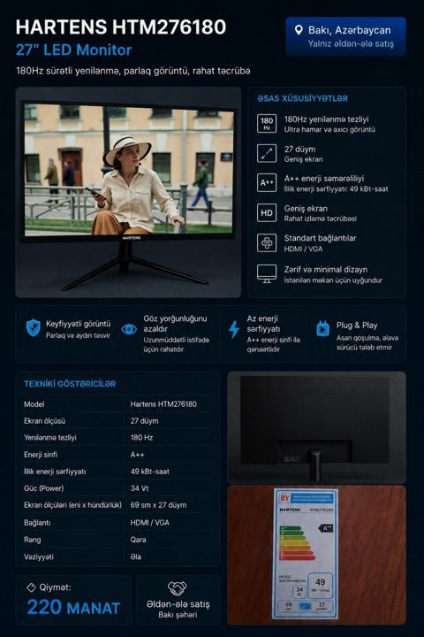 Monitor Hartens 180 HZ — Bakı