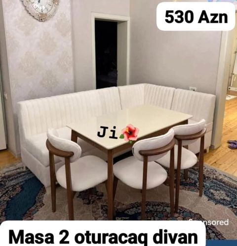 Mətbəx üçün, Yeni, Açılmayan, Dördbucaq masa, 2 stul — Bakı