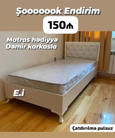 *Tək nəfərlik Çarpayı -150AZN Təhvil gün ərzində Dəmir karkasla — Bakı