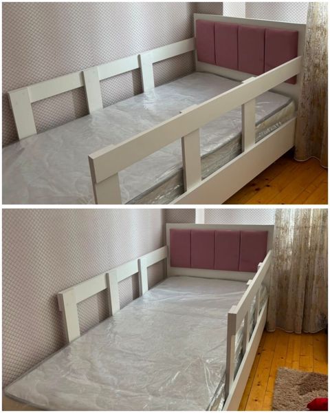 Tək nəfərlik çarpayı satılır 140₼. 1 ay işlənib.matras daxildir.ölçü — Bakı