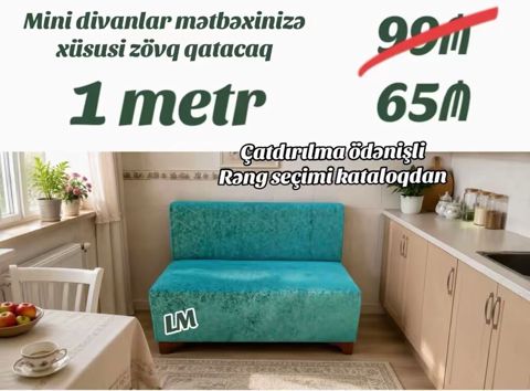 Mini mətbəx divanı – 1 metr - Kompakt ölçü: 1 m eni ilə mətbəx, balkon — Bakı