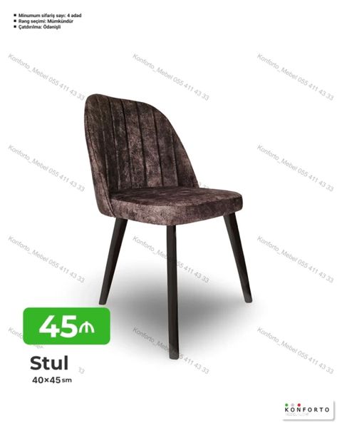 Stul – 40×45 sm - Yumşaq, rahat oturacaq və bel hissəsi; şaquli — Bakı