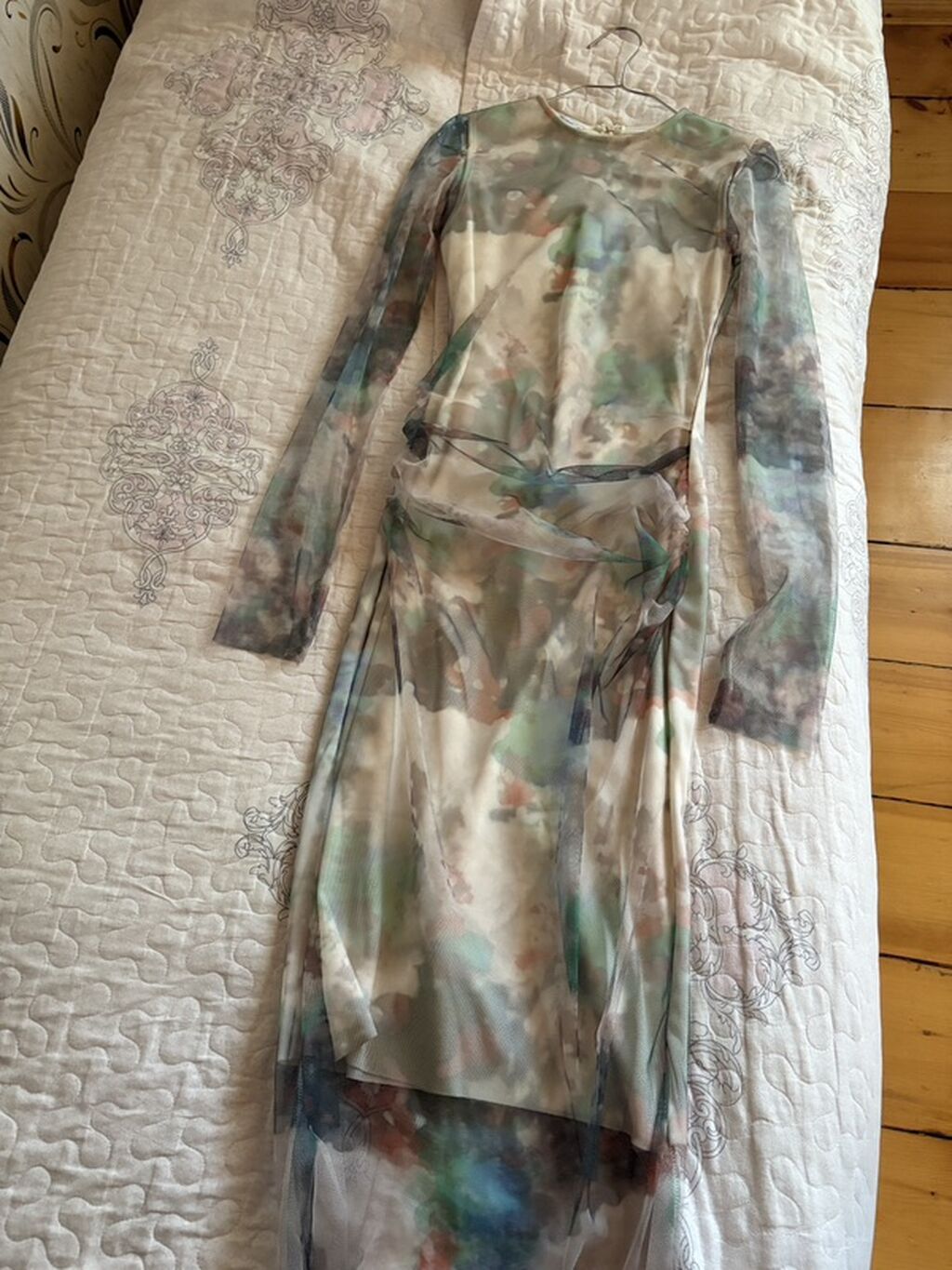 Mesh fakturalı, bodycon siluetli uzun don. - Dizayn: Aquarel effekti — Şəxsi əşyalar, Masallı (2)