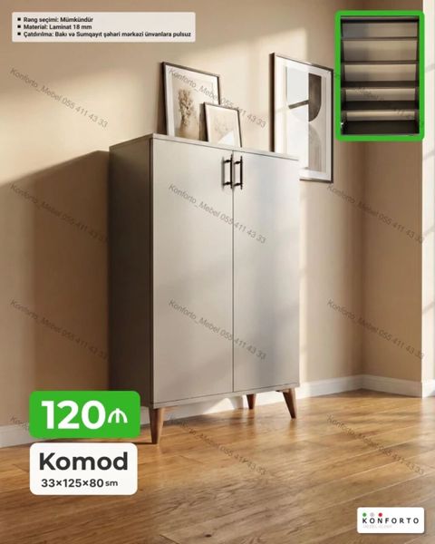 Komod – 33×125×80 sm - Material: 18 mm laminat - Rəng seçimi — Bakı
