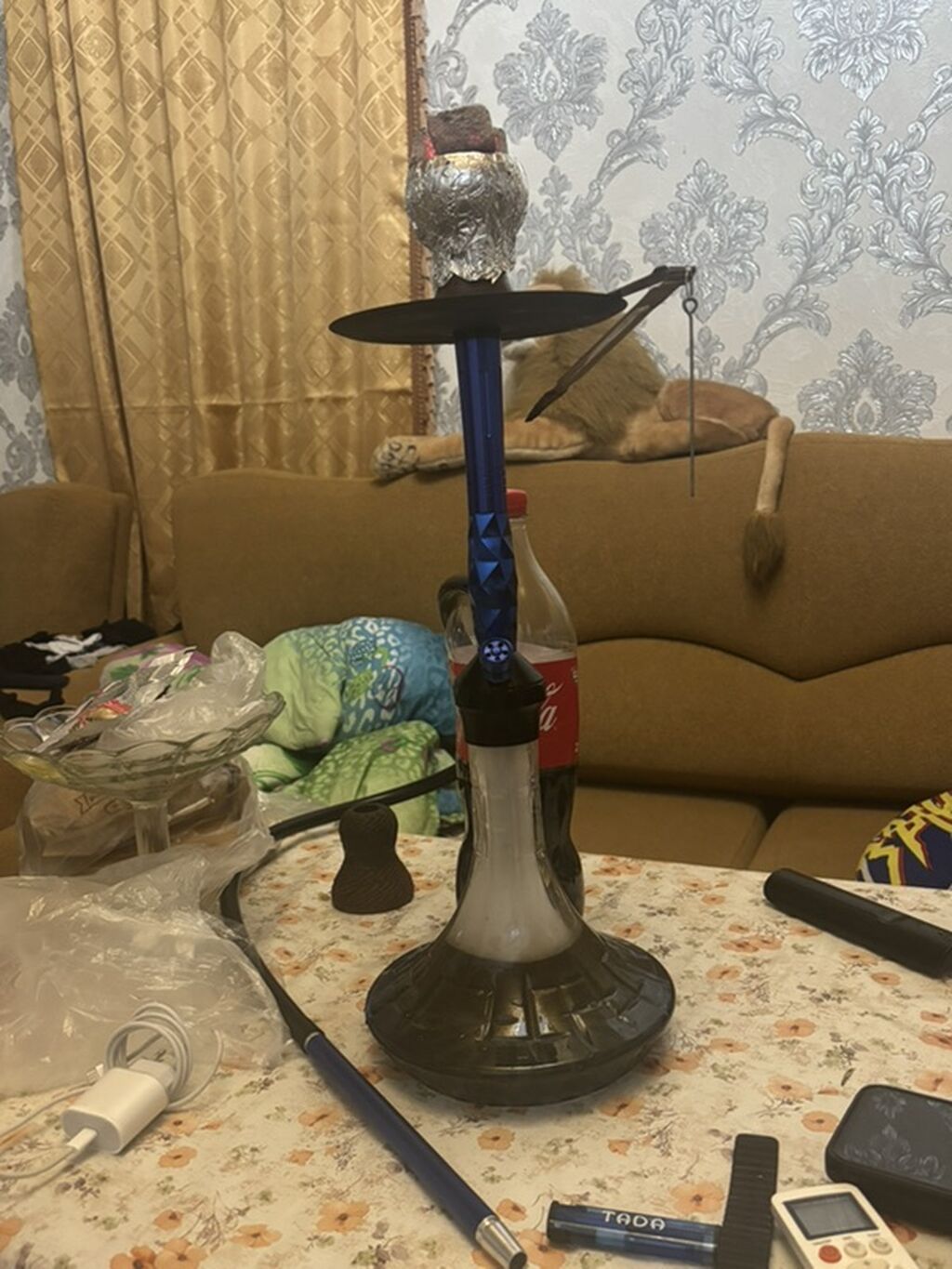 Nargilə dəsti - Modern dizaynlı, mavi şaquli şlanqlı nargilə gövdəsi — Gözəllik və sağlamlıq, Xırdalan (3)