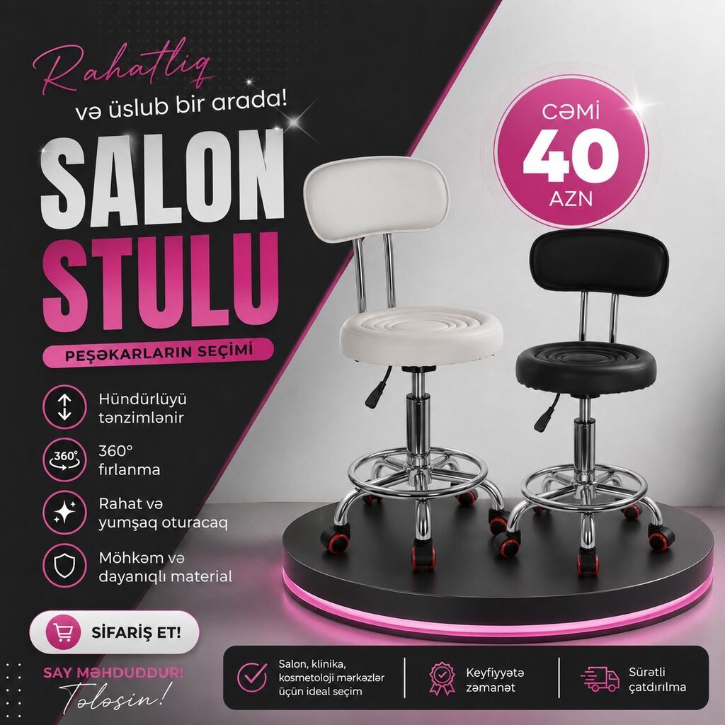 Salon və ofis üçün tənzimlənən stullar - Salon stulu: arxalıqlı — Ofis mebeli, Mehdiabad (3)