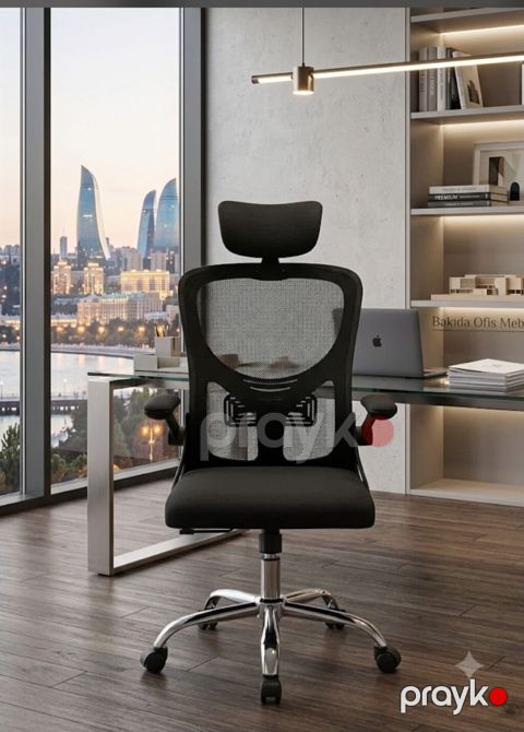 Erqonomik ofis kreslosu – mesh arxalıq və tənzimlənən başlıqla