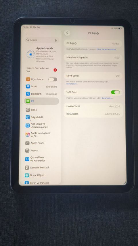Apple iPad mini 7 space gray 128gb (90%)batarey Əla vəziyyətdə — Yevlax
