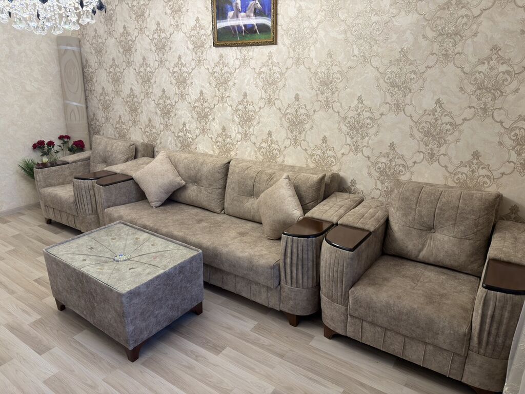 Künc divan dəsti – 4 hissəli - Tərkib: 1 geniş divan, 2 ədəd iri — Mebel, Sumqayıt (3)