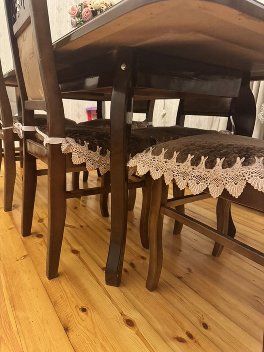 Qonaq otağı üçün, İşlənmiş, Açılmayan, Dördbucaq masa, 6 stul — Mebel, Bakı (6)