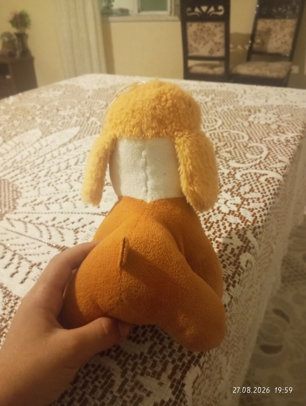 Yumşaq oyuncaq it. Qəhvəyi və ağ rəng kombinasiyasında hazırlanıb — Yumşaq oyuncaqlar, Saray (4)