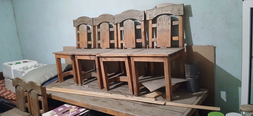 Taxta stullar – 5 ədəd dəst - Material: tamamilə ağac (kütləvi — Stullar, Bakı (6)