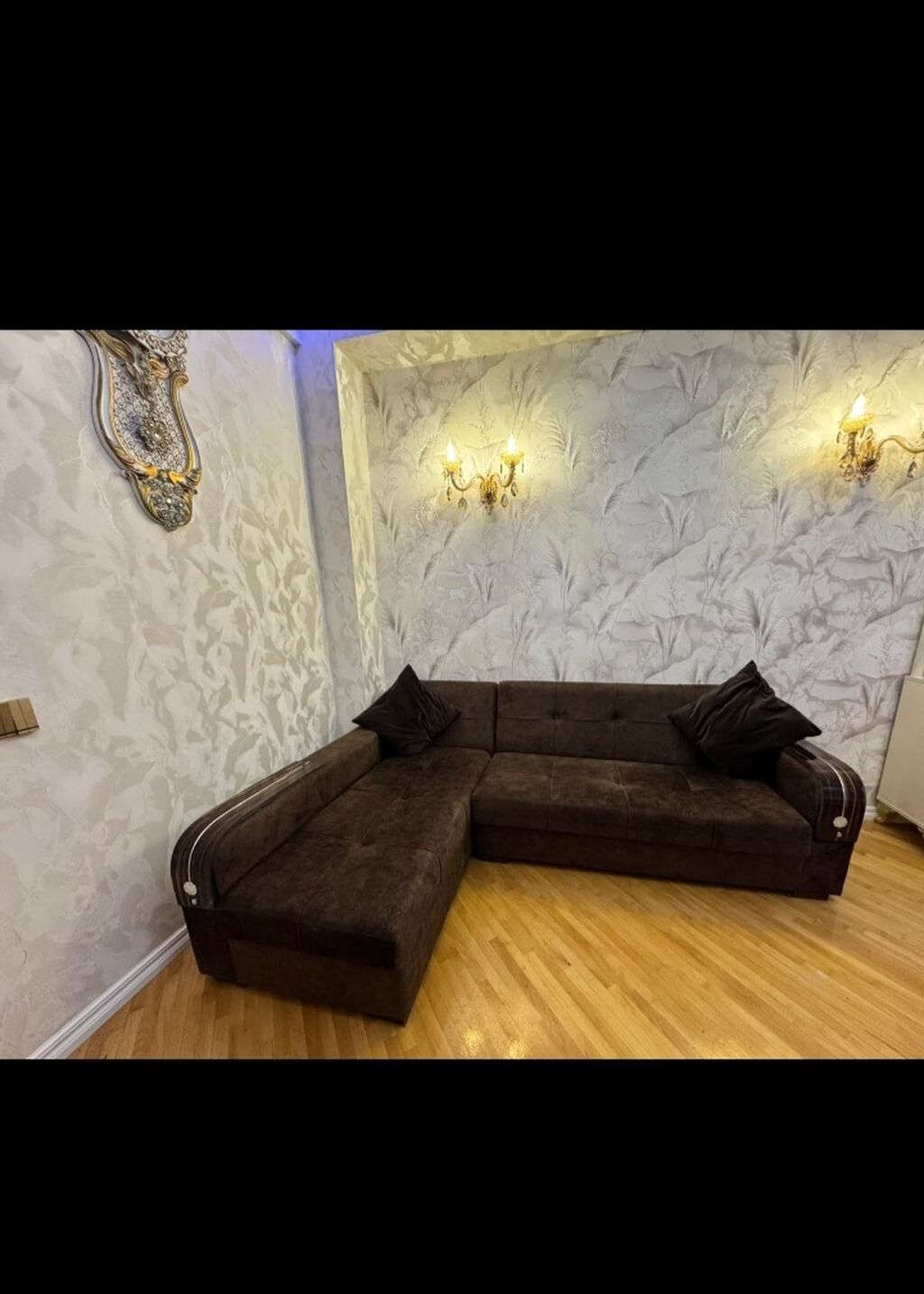 Künc divan – qəhvəyi rəngdə, yumşaq parça üzlüklə.,bazalidi gorduyunuz — Mebel, Xırdalan (3)