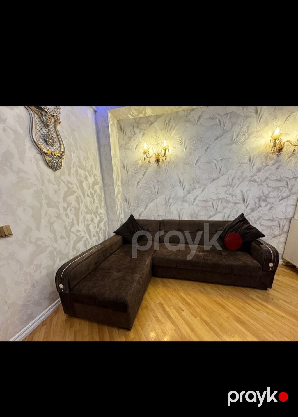 Künc divan – qəhvəyi rəngdə, yumşaq parça üzlüklə.,bazalidi gorduyunuz — Mebel, Xırdalan (3)