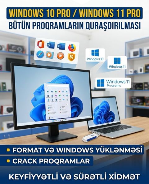 Kompüterlərin formatı, Windows 10/11 yazılması — Bakı