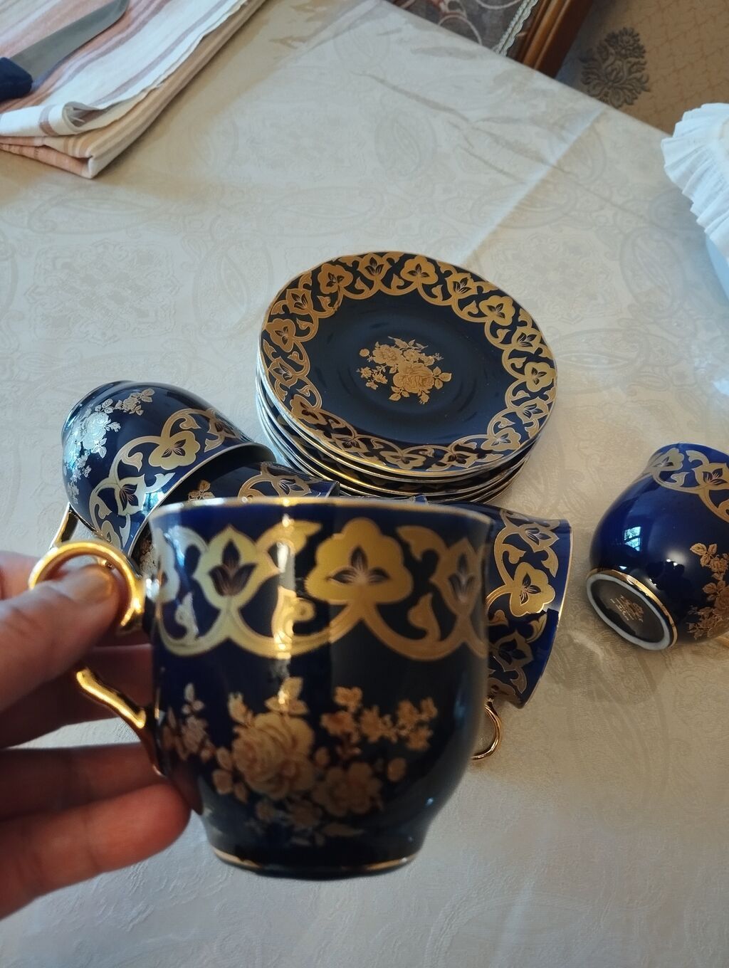 Çay dəsti, rəng - Göy, Farfor, Çexiya — Mallar, Bakı (2)