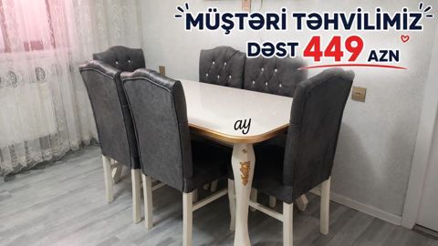 Yemək otağı dəsti – 6 nəfərlik Qiymət: 449 AZN (şəkildə göstərilib) — Bakı