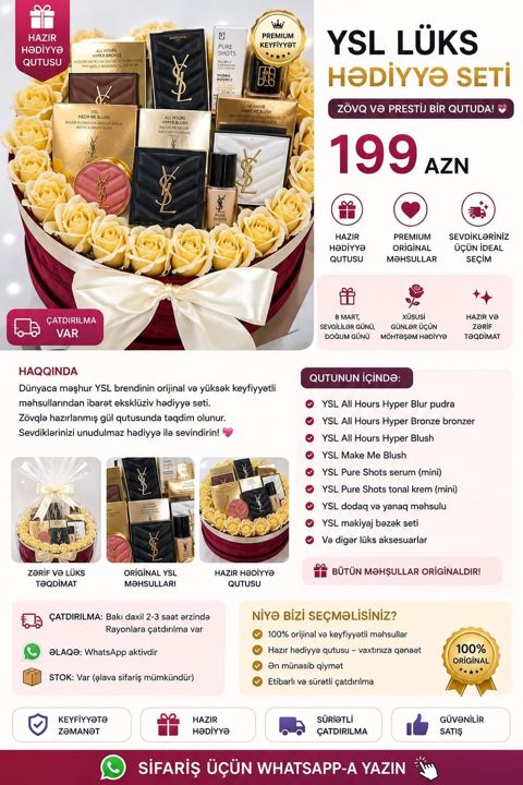 YSL Lüks Hədiyyə Seti – zövq və prestij bir qutuda Premium — Bakı