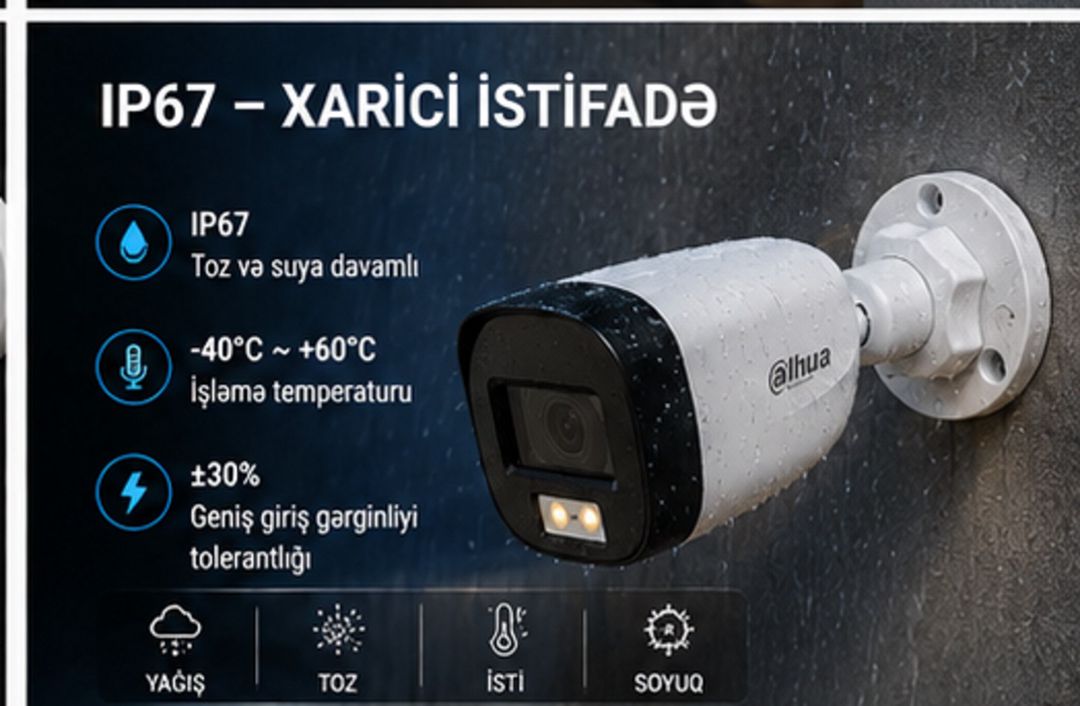 Dahua 2MP Kamera Full Color 20M Mikrofon IP67 — Təhlükəsizlik sistemləri, Bakı (3)