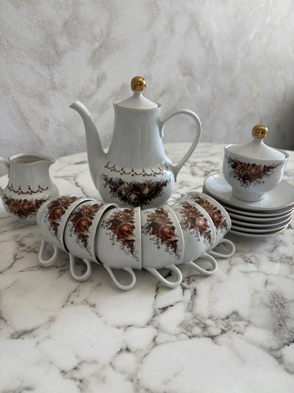 Çay dəsti, rəng - Ağ, Farfor, 6 nəfərlik, Almaniya — Mallar, Bakı (2)