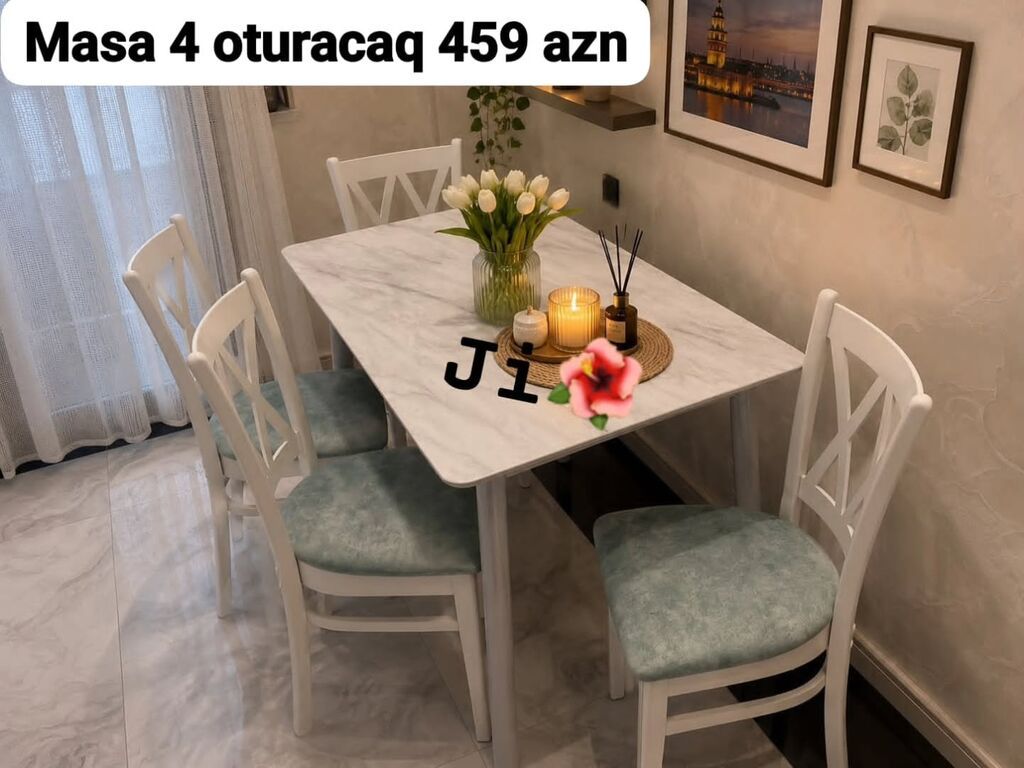 Mətbəx üçün, Yeni, Açılan, Dördbucaq masa, 4 stul — Mebel, Bakı (3)