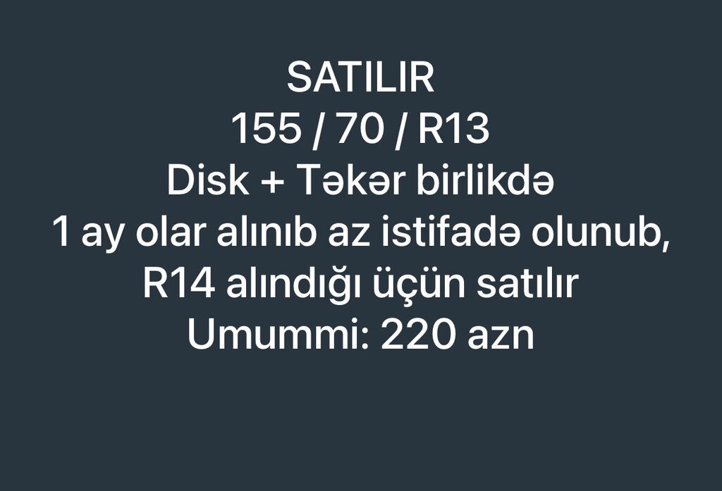 1 ay istifade olunub teze alinmishdi, R14 alindigi ucun satilir — Avto, Bakı (5)
