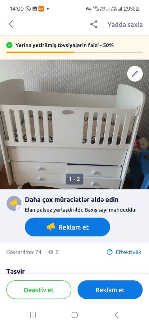 Uşaq beşiyi – “Baby Mood” tipli transformasiya olunan model. - Rəng