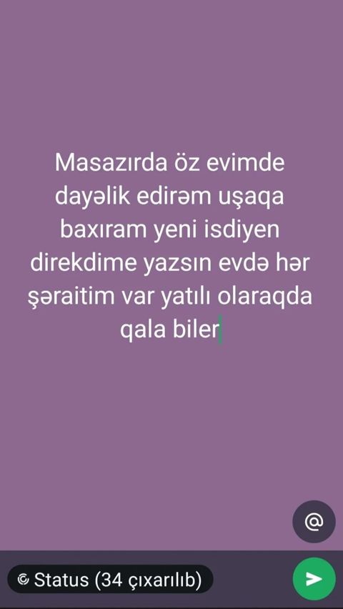 Sumqayıt uşağa baxıcılıq xidməti təklif olunur. Xidmət öz evimdə — Sumqayıt