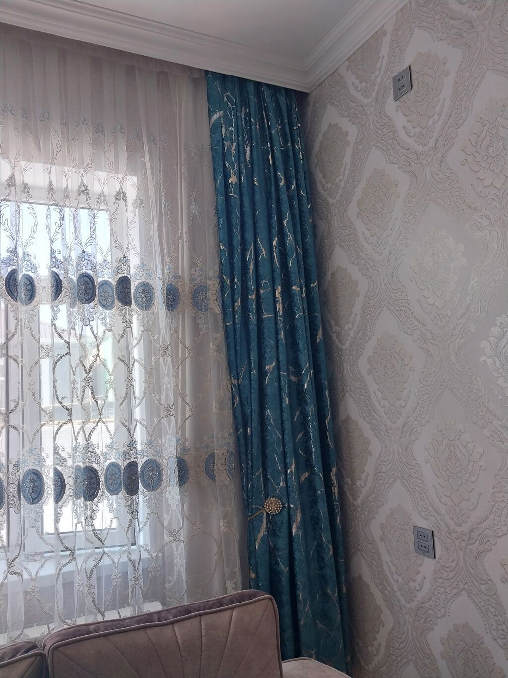 Qonaq otağı üçün dekorativ pərdə dəsti - Komplekt: qalın — Mallar, Digah (6)