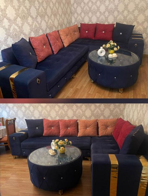Künc divan Satılır 550₼ 1 ildi alınıb yeni kimi Ölçü 2/3 Baza var — Bakı