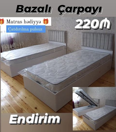 Bazalı çarpayı – endirimli təklif - Ölçü: tək nəfərlik - Rəng: açıq — Bakı