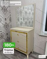 Trümo – 40×180×80 sm - Dizayn: İncə çərçivəli böyük güzgü, 3 geniş — Mallar