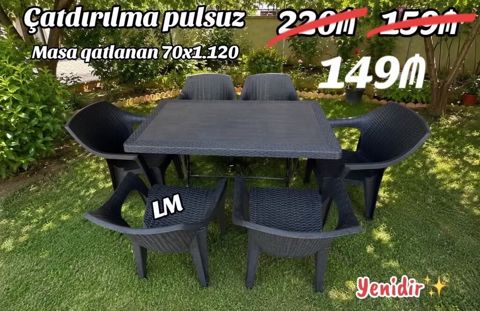 Yeni Plastik masa dəsti _*Masa+6STUL*_ *Qiymət: 149₼* — Bakı