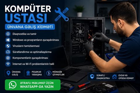 🖥️ Kompüter ustası — ünvana gəliş xidməti — Bakı