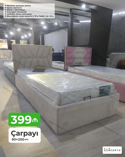 Çarpayı – 90×200 sm Mexanizm: Açılmayan, bazasız Sıyrılma — Bakı